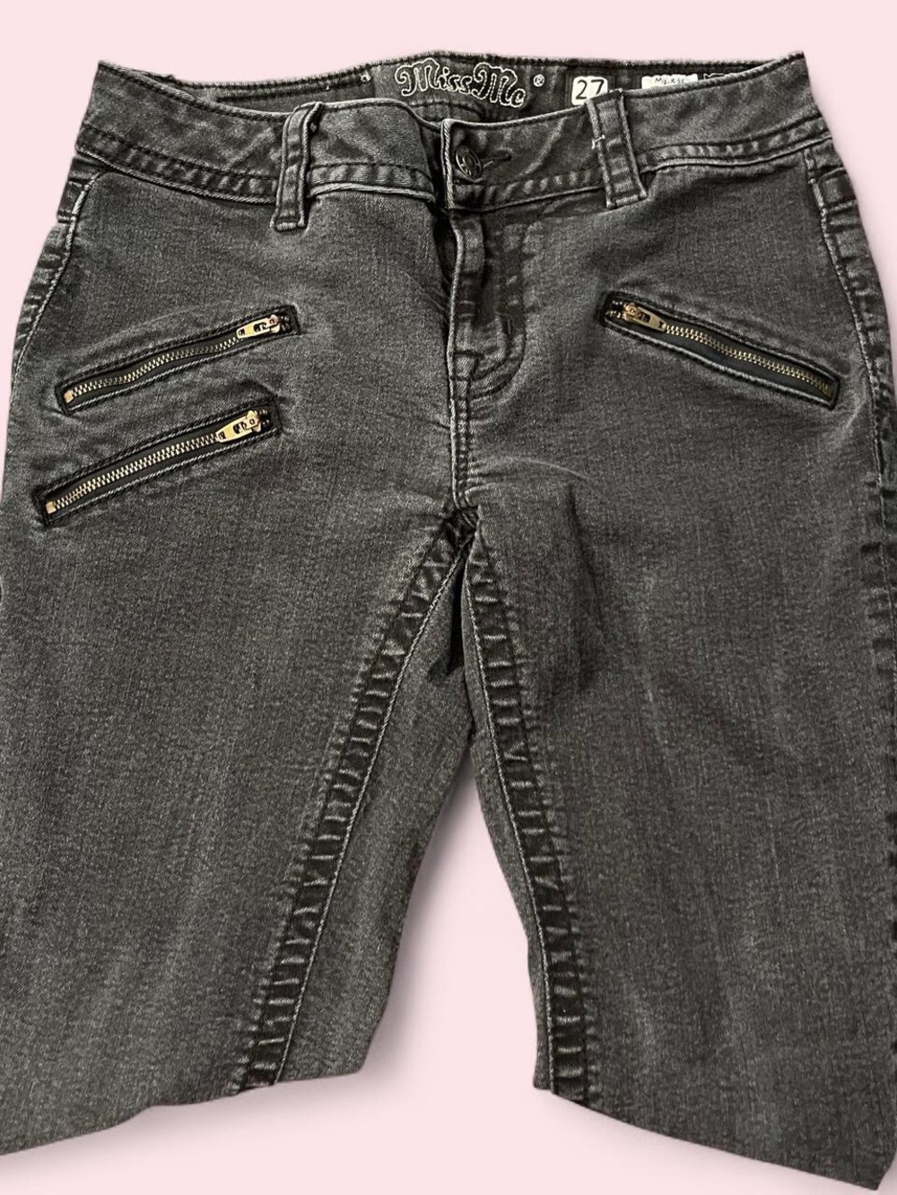 Vintage Miss Me Black Zip-Accent Women's Jeans
